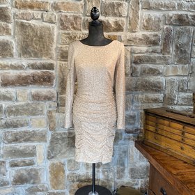 Aidan Mattox Champagne Sequined Dress, 10