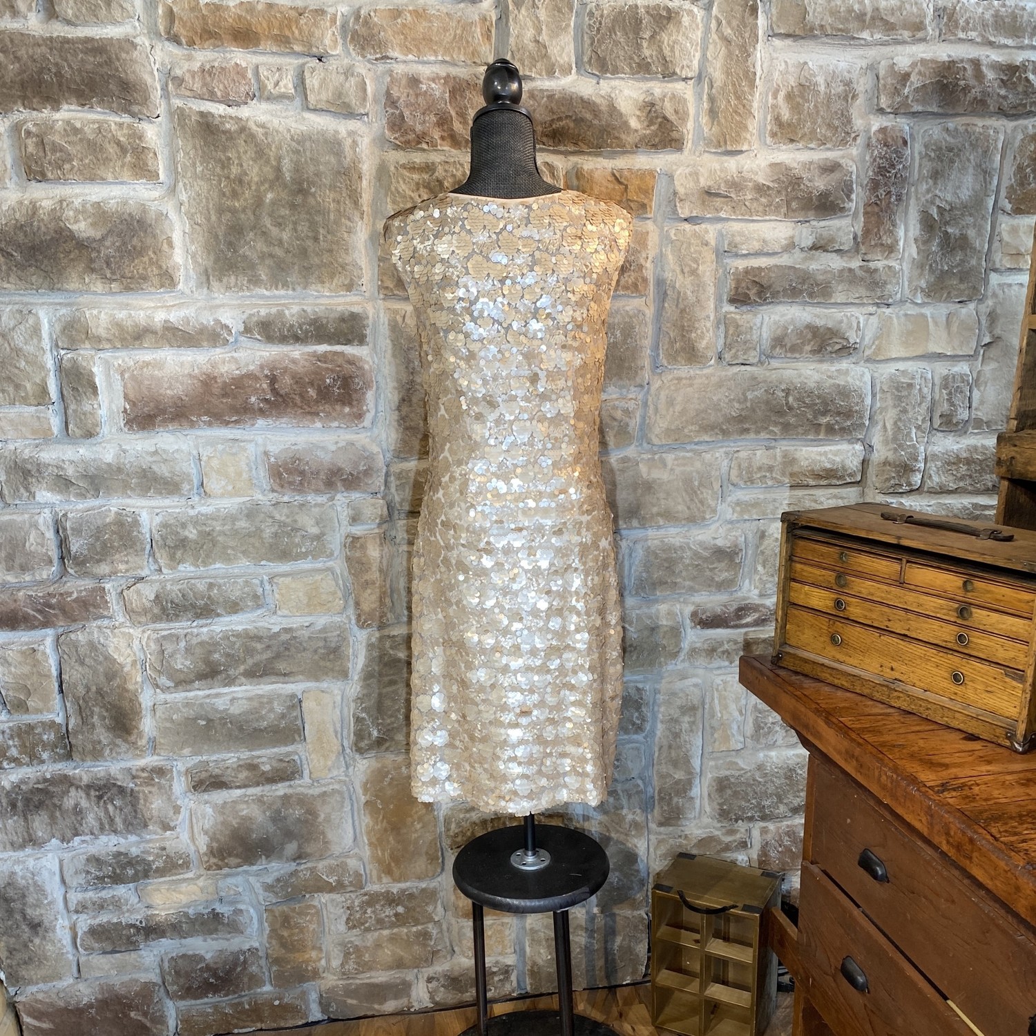 Rose Gold Sequin Dress, Size 10 - Elements Unleashed Rose Gold Sequin Dress, Size 10 - Elements Unleashed