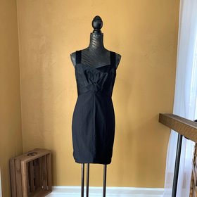 Guess Black Satin Bodice Bodycon, Size L