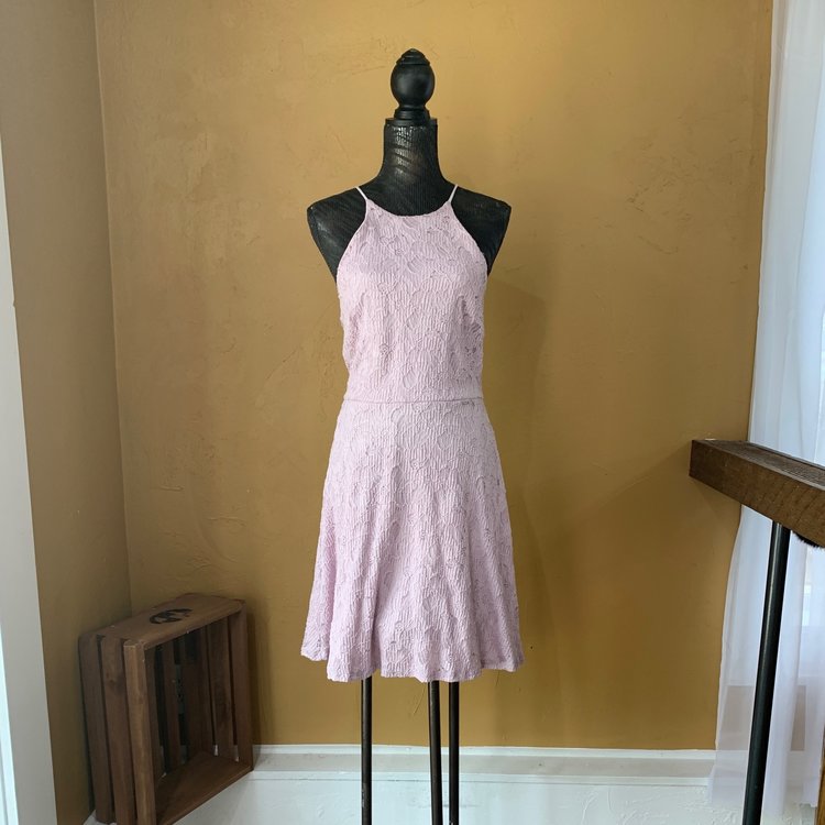 Aqua Lavender High Neck Skater Dress, Size L