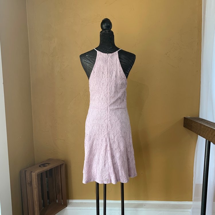 Aqua Lavender High Neck Skater Dress, Size L