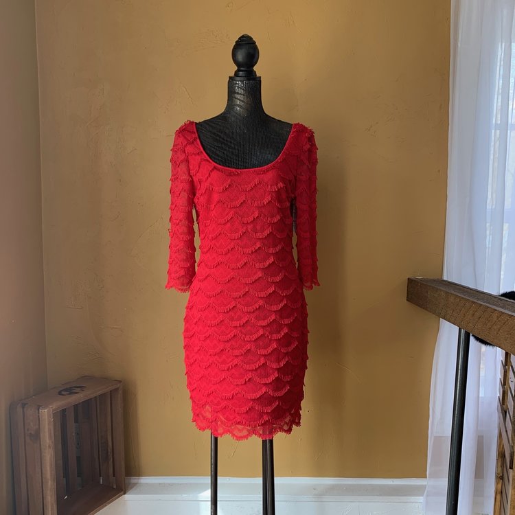 Guess Red Fringe Dress, Size 12