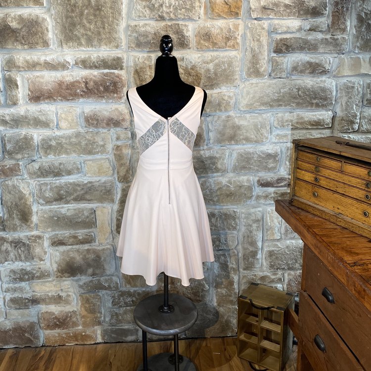 Aidan Mattox Pink V-Neck Dress with Lace, Size 0