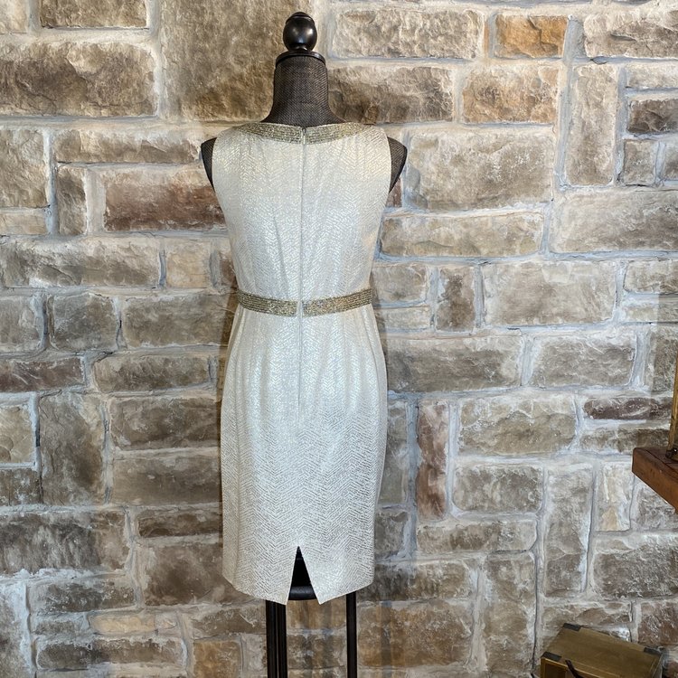 Carmen Marc Valvo Gold Cocktail Sheath Dress, Size 6