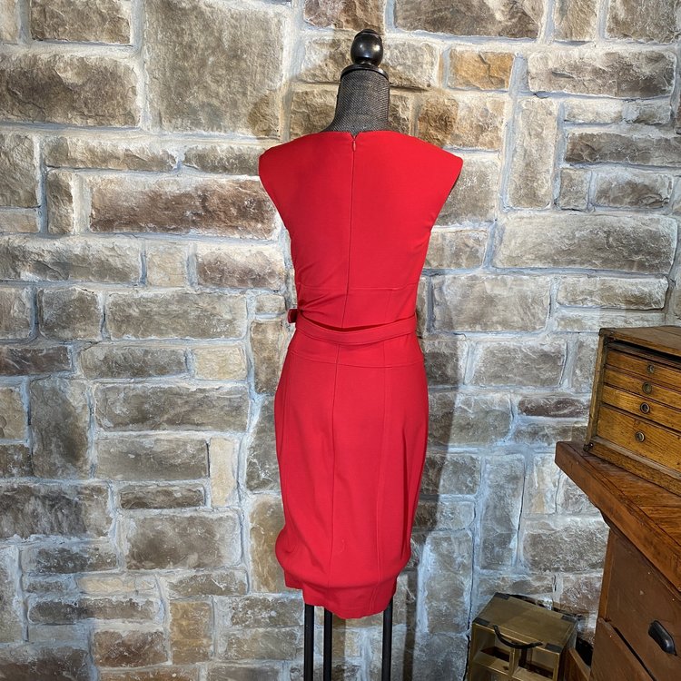 Red Belted Cut-Out Dress, Size 8