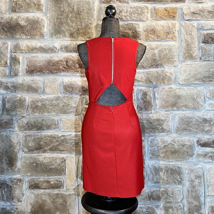 Red Sheath with Bling Collar Dress, Size 7