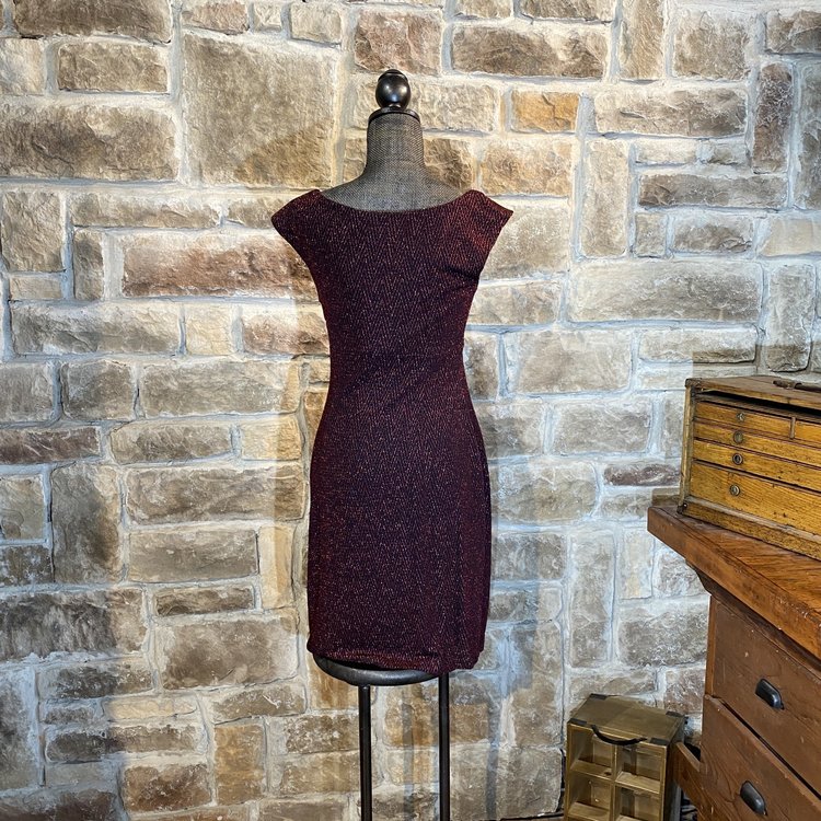 Red Metallic Shimmer Dress, Size 10P