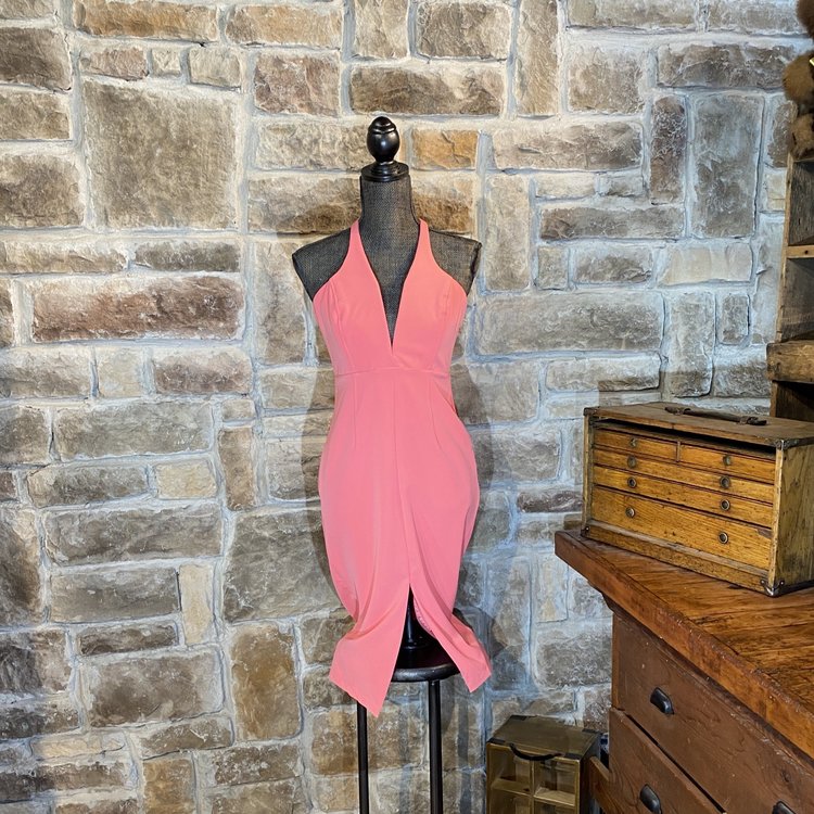Pink Deep Cut Dress, Size 8