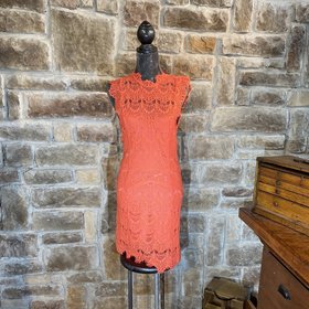 Free People Lace Coral Dress, Size M