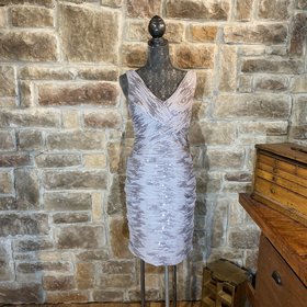 Silver Mesh Sequin Dress, Size 8