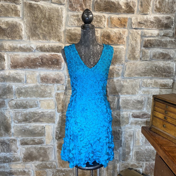 Teal Dress with Florette Detail, Size 8