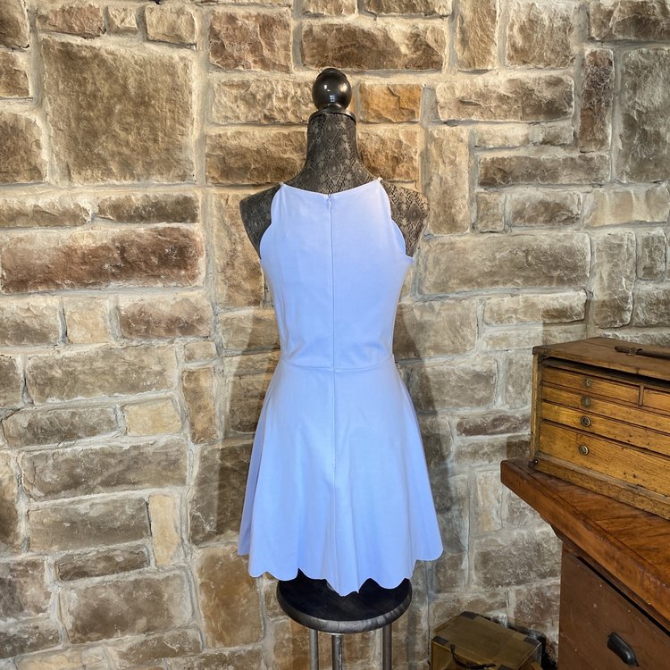 Blue Scalloped Fit and Flare Dress, Size M