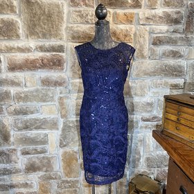 Navy Lace Sequin Dress, Size 8