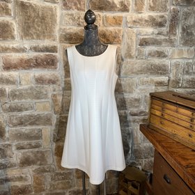 White Scuba Shadow Stripe Dress, 14