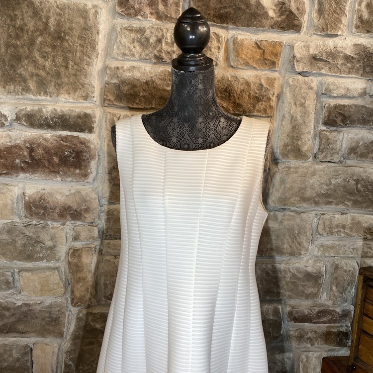 White Scuba Shadow Stripe Dress, Size 14