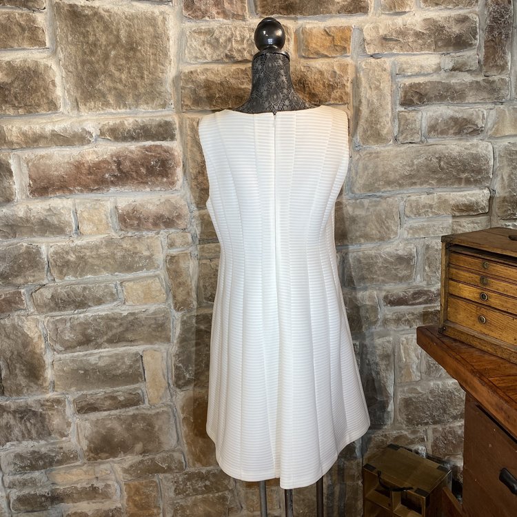 White Scuba Shadow Stripe Dress, Size 14