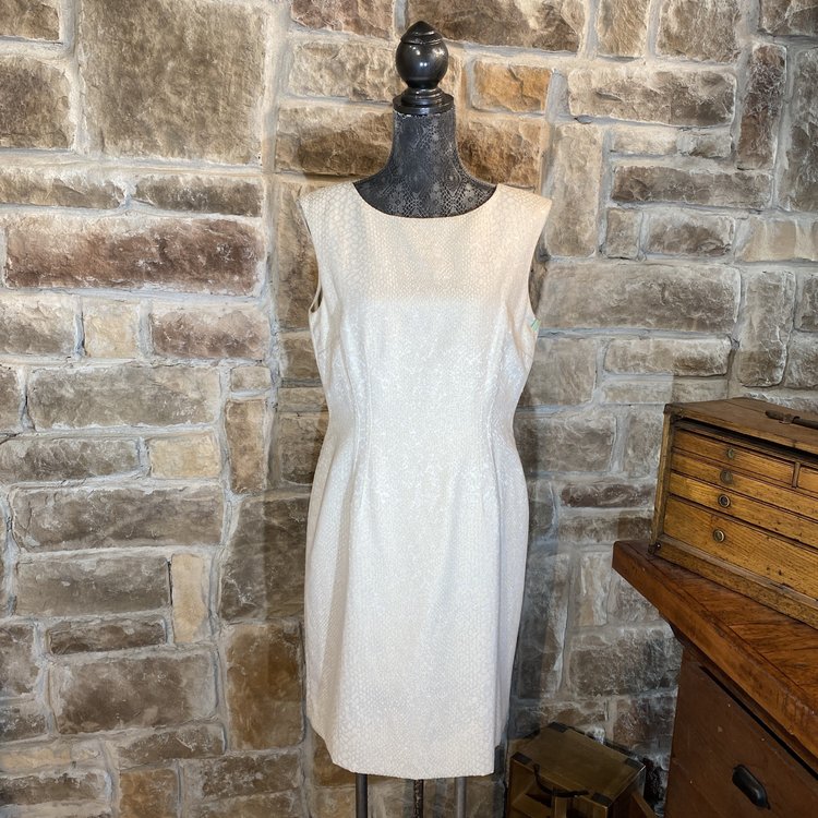 Ivory Shimmer Sheath Dress, Size 12