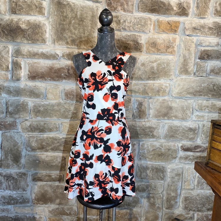 Floral Halter Party Dress, Size L