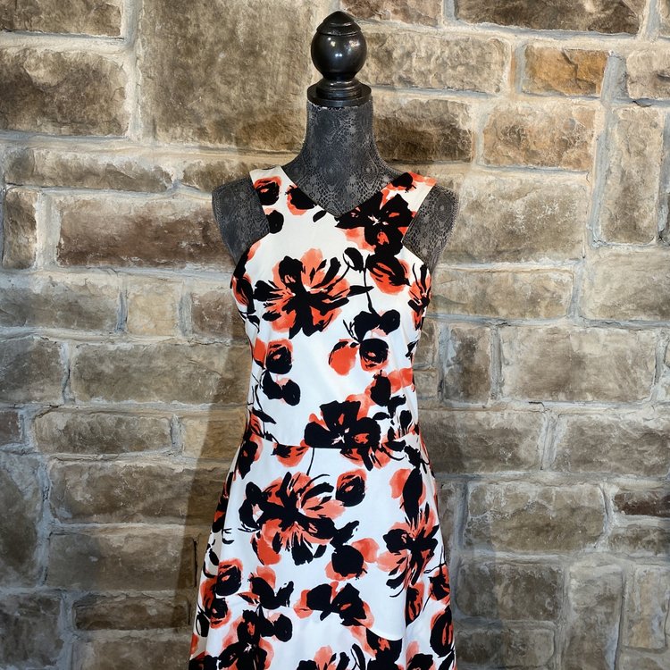 Floral Halter Party Dress, Size L