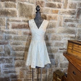 DKNY White Cocktail Dress with Silver, Size 12