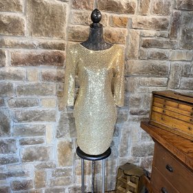 Gold Long Sleeve Sequin Dress, Size L