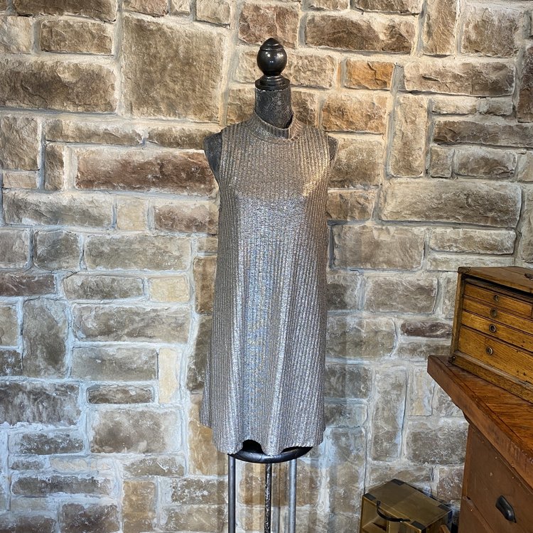Silver Metallic Party Dress, Size L