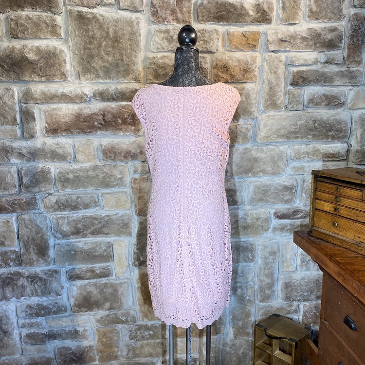 Pink Crochet Lace Dress, Size 14