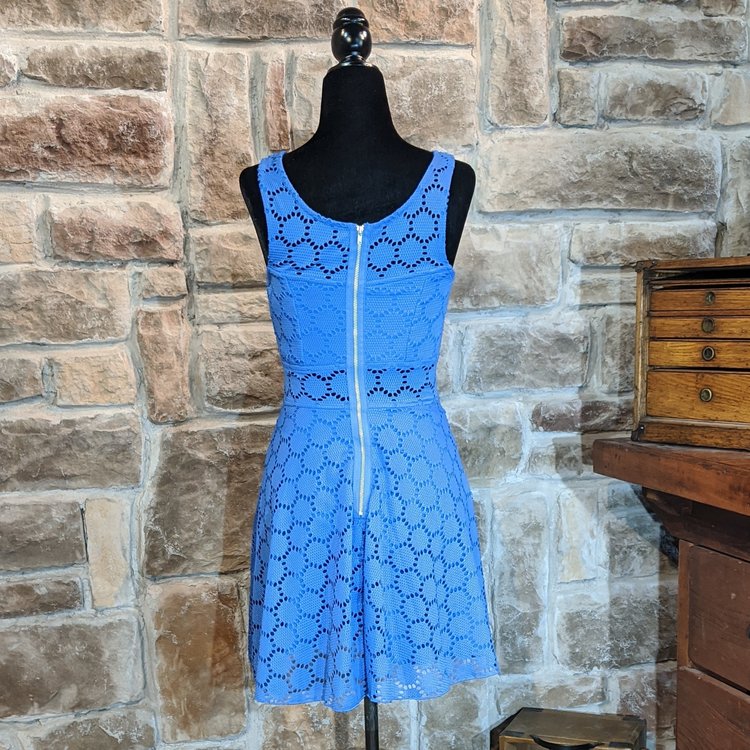 Empire Blue Crochet A-Line Dress, Size 1/2