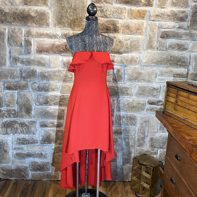 Red Hi-Low Strapless Dress