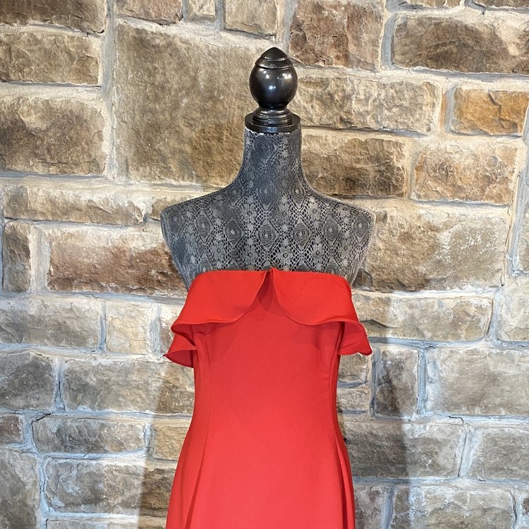 Red Hi-Low Strapless Dress