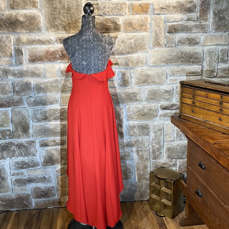 Red Hi-Low Strapless Dress