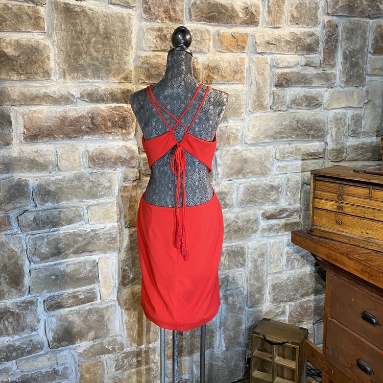 Red Halter Cocktail Dress, Size 12