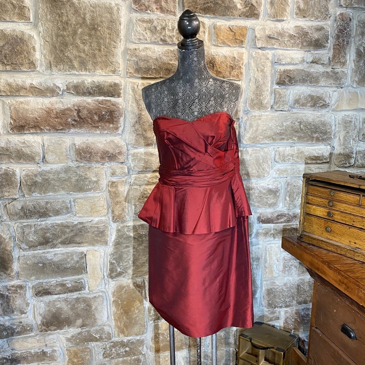 Maroon Peplum Dress, Size 12