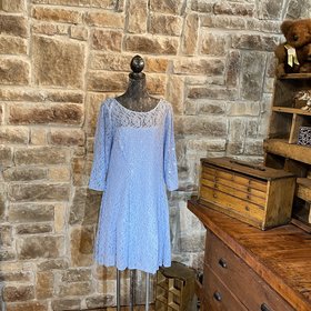 SLNY Blue 3/4 Sleeve Sequin Dress, Size 14