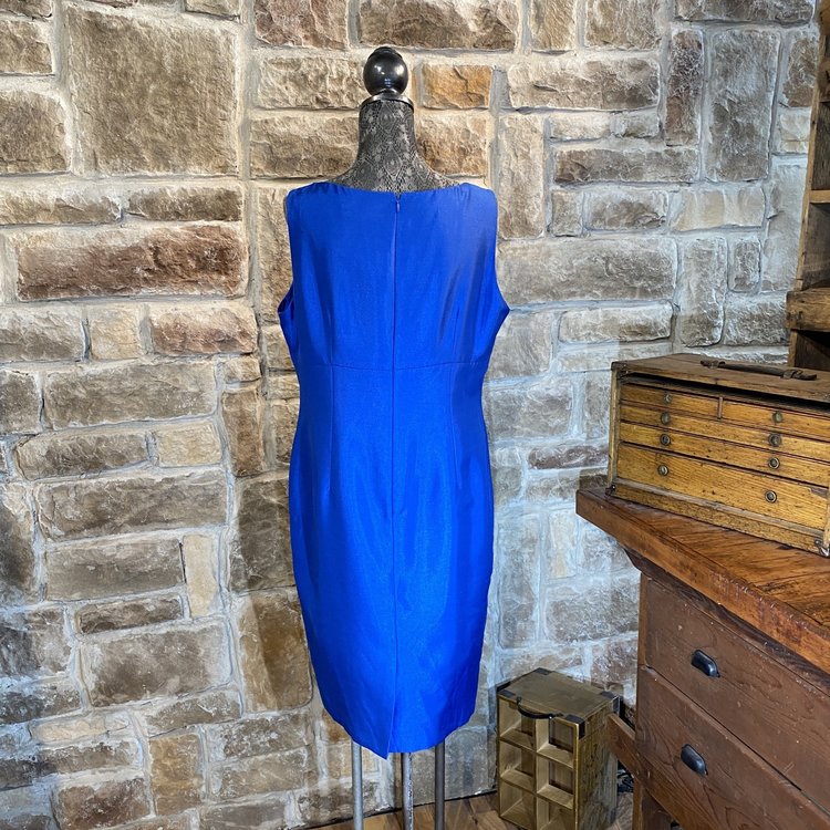 Blue with Blue Diamond Neck Dress, Size L