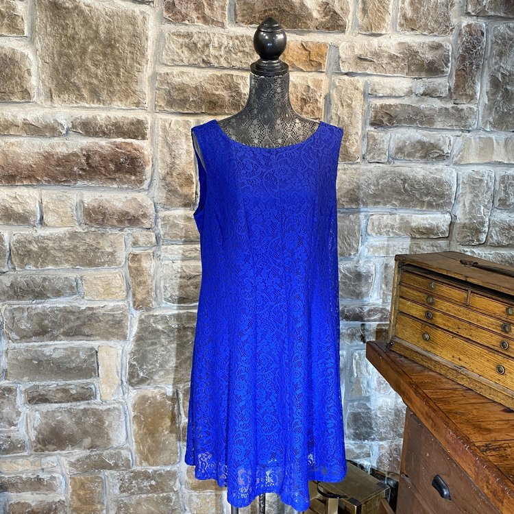 Blue Lace Sheath Dress, Size 14W