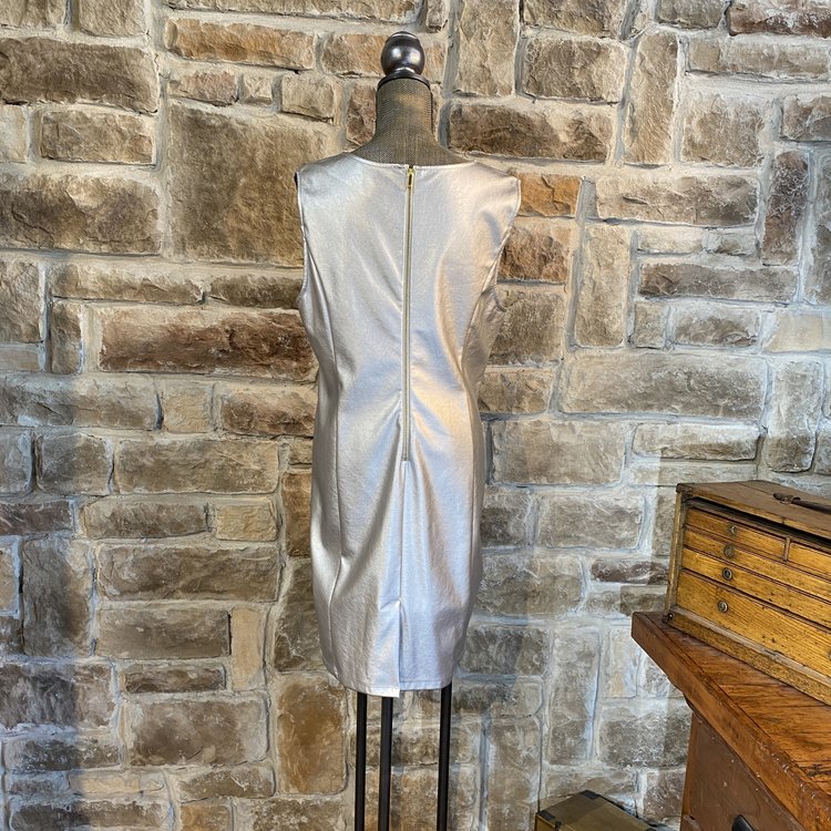 Thalia Sodi Grey Laser Cut Faux Leather Dress, Size 18