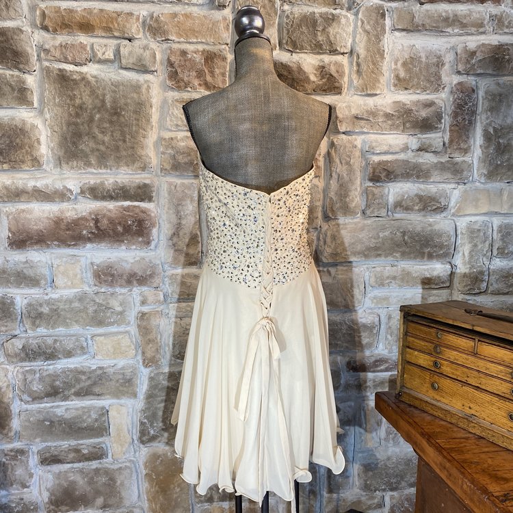 Beige Jeweled Dress, Size 16