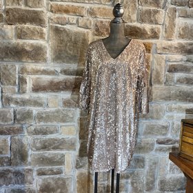 Alfani Rose Gold Sequin Dress, Size XL