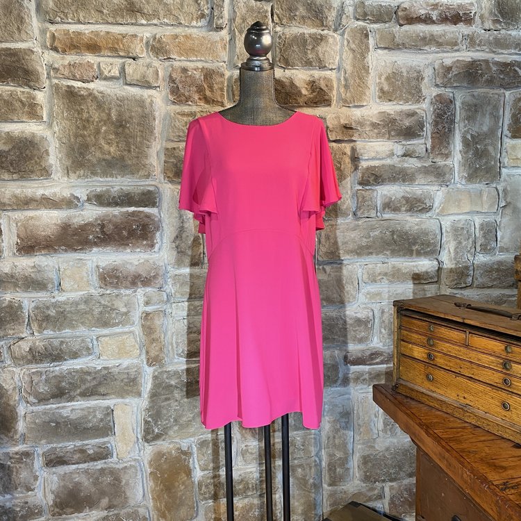 Kensie Pink Mini-Flutter Sleeveless Dress, Size XL