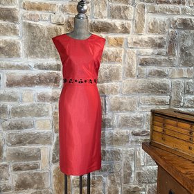 Kasper Red and Black Embellished Sean Dress, Size XL