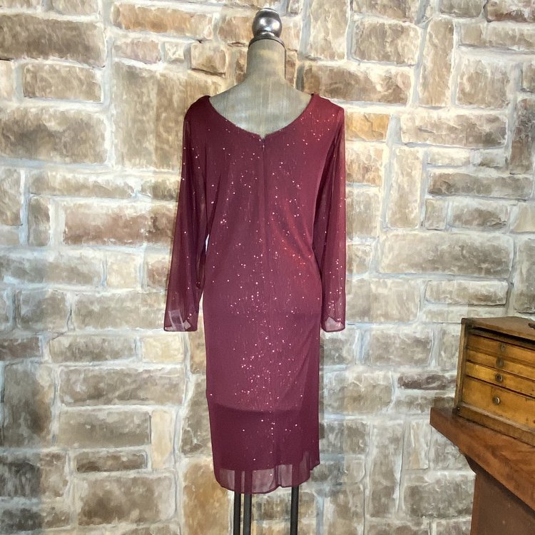 MSK Burgundy Angel Sleeve Dress, Size 22W