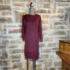 MSK Burgundy Angel Sleeve Dress, Size 22W