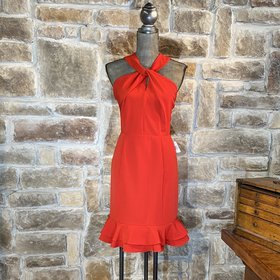 19 Cooper Red Halter Dress with Lace Back, Size XL