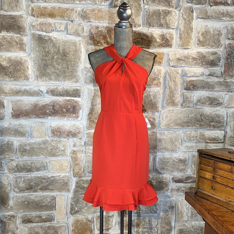 19 Cooper Red Halter Dress with Lace Back, Size XL