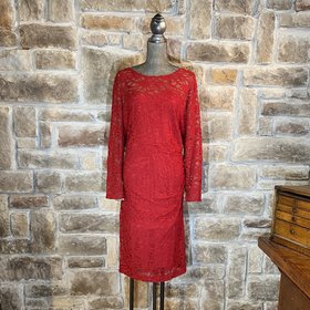 Ralph Lauren Holiday Red Velvet Lace Dress, Size 22W