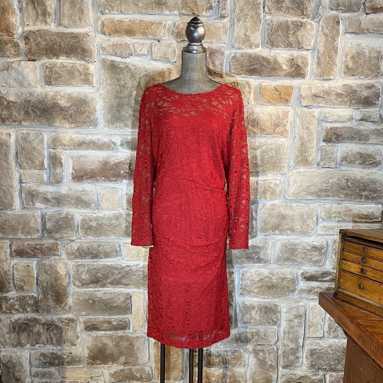 Ralph Lauren Holiday Red Velvet Lace Dress, Size 22W