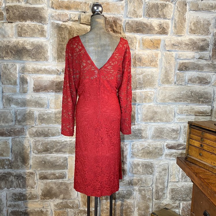 Ralph Lauren Holiday Red Velvet Lace Dress, Size 22W