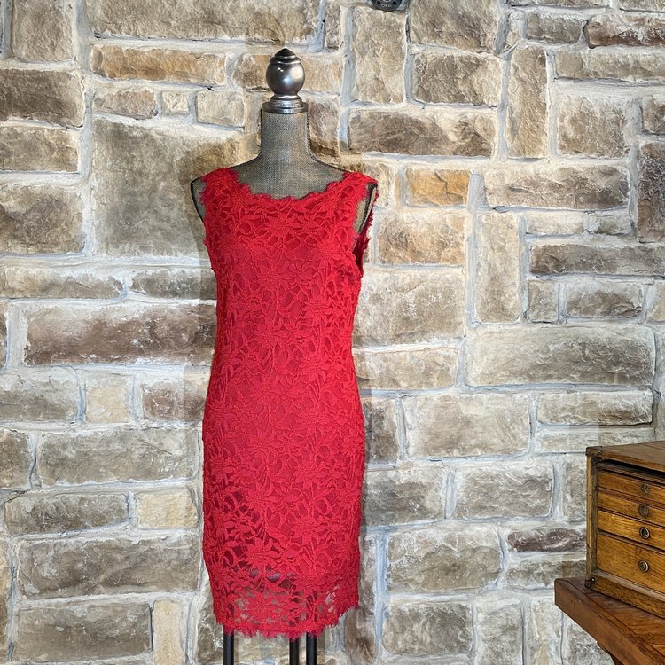 Jump Red Embroidered Lace Cocktail Dress, Size XL