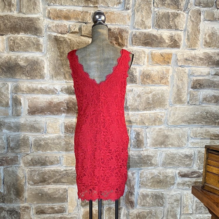Jump Red Embroidered Lace Cocktail Dress, Size XL